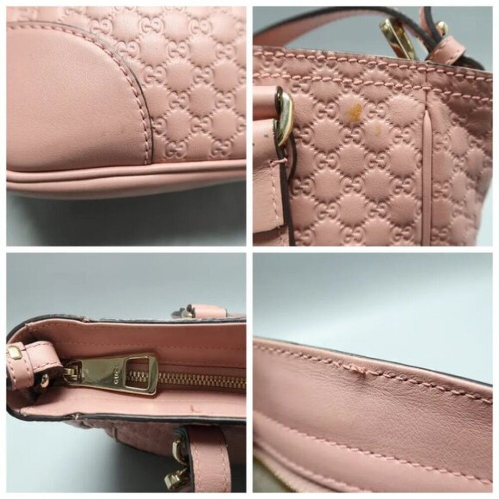 Authentic Gucci Bree Guccissima Leather Tote Bag Pink Crossbody Luxury Handbag - Picture 9 of 12